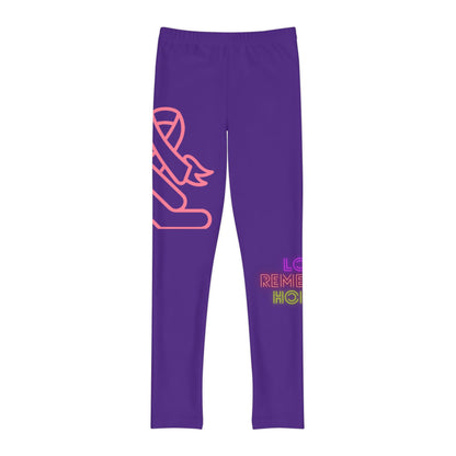 Youth Full-Length Leggings: Fight Cancer Purple