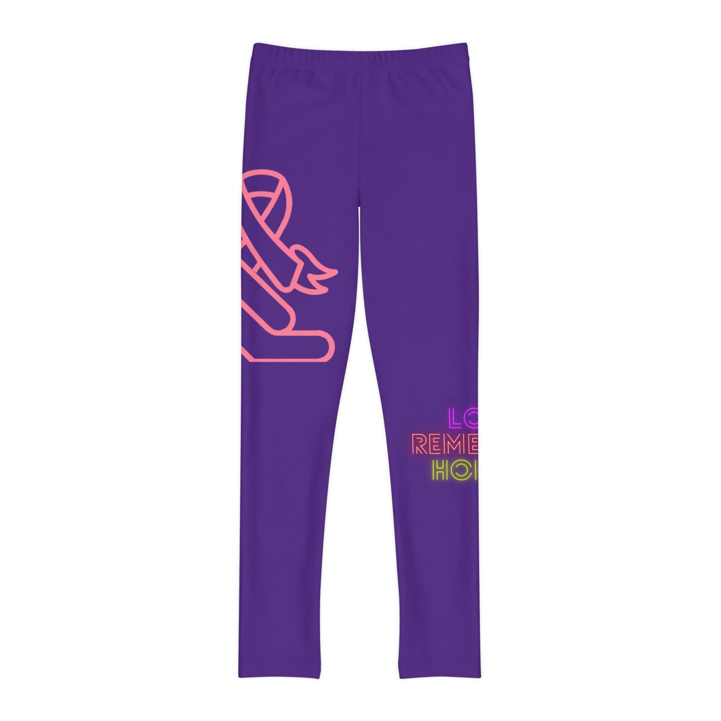 Youth Full-Length Leggings: Fight Cancer Purple