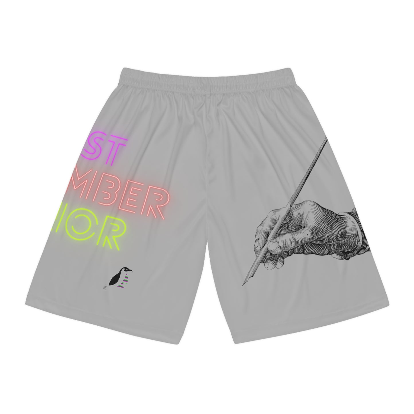 Basketball Shorts: Writing Lite Grey