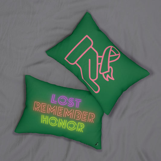 Spun Polyester Lumbar Pillow: Fight Cancer Dark Green