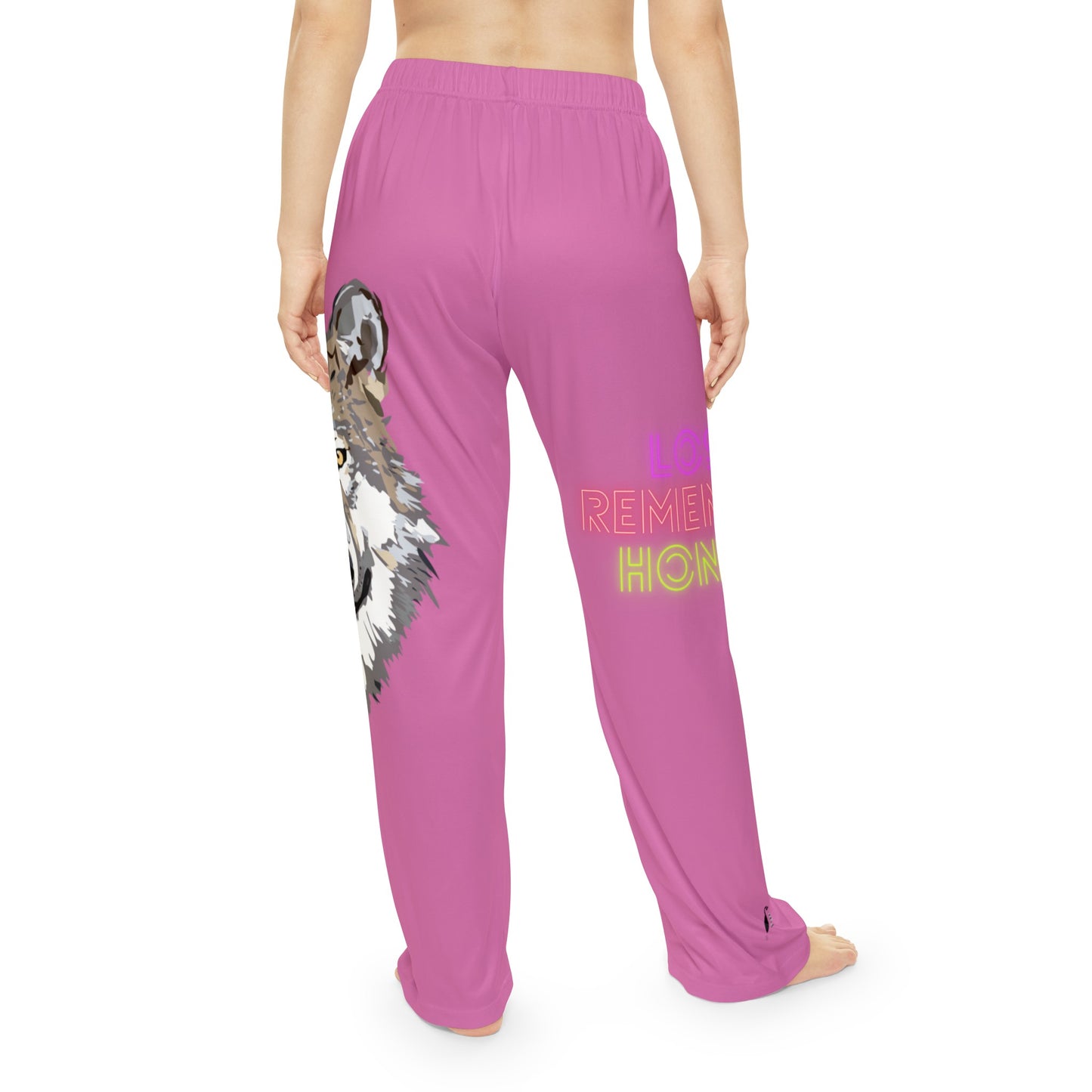 Pambabaeng Pajama Pants: Wolves Pink 