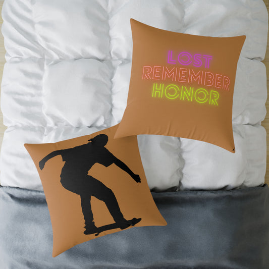 Spun Polyester Pillow: Skateboarding Lite Brown