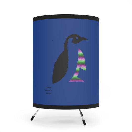 Tripod Lamp with High-Res Printed Shade, US\CA plug: Crazy Penguin World Logo Dark Blue