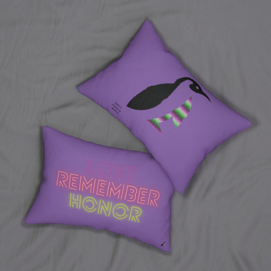 Spun Polyester Lumbar Pillow: Crazy Penguin World Logo Lite Purple