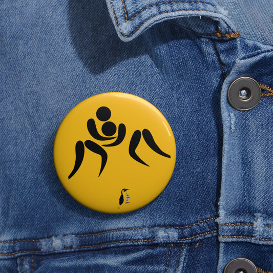 Custom Pin Buttons Wrestling Yellow