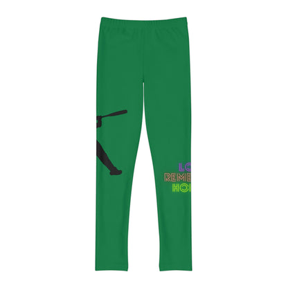 Youth Full-Length Leggings: Baseball Dark Green