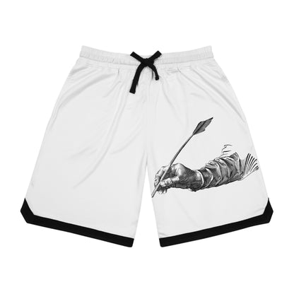 Basketball Rib Shorts: Writing White