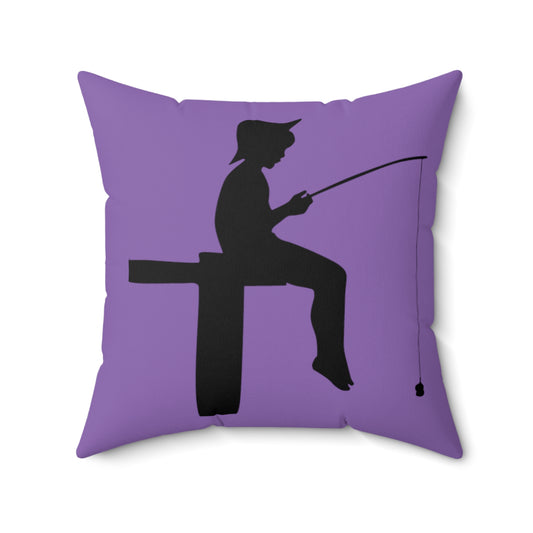 Spun Polyester Square Pillow: Fishing Lite Purple