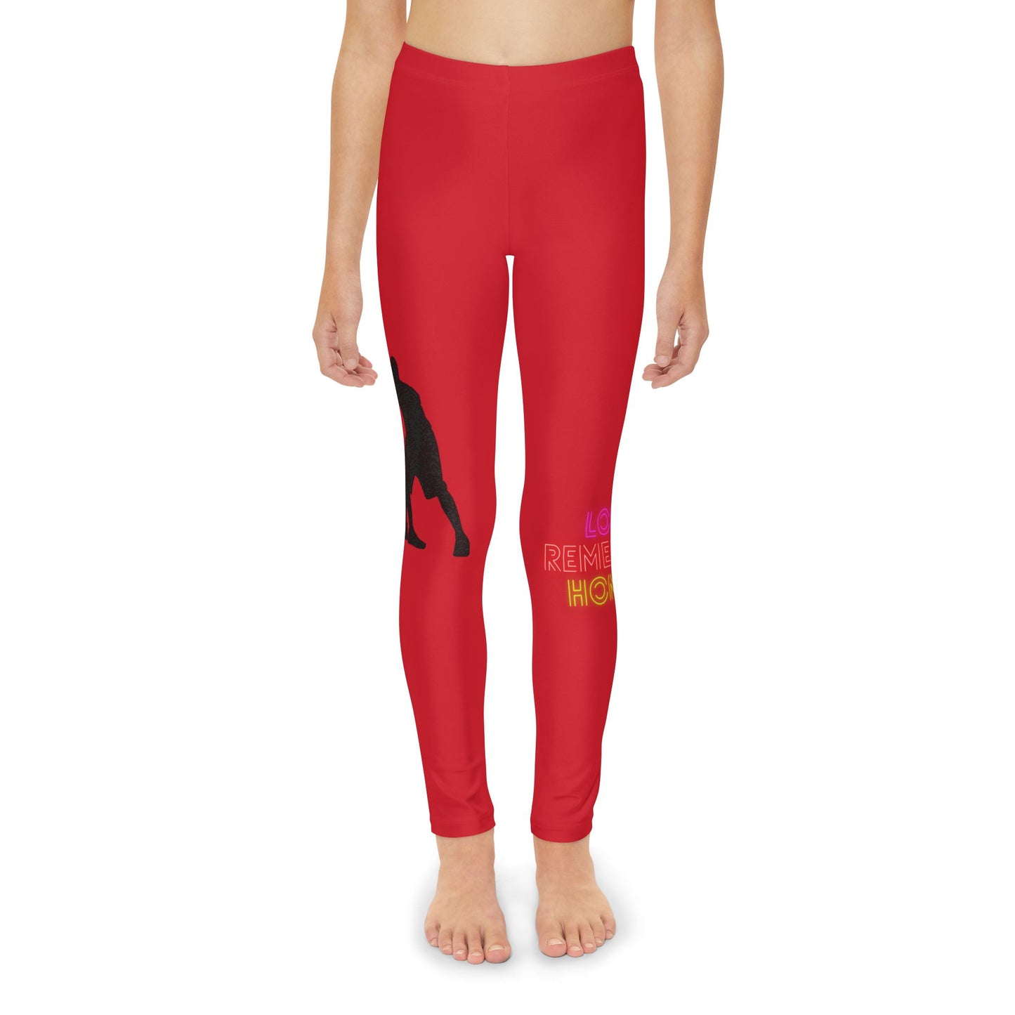 Youth Full-Length Leggings: Basketball Dark Red