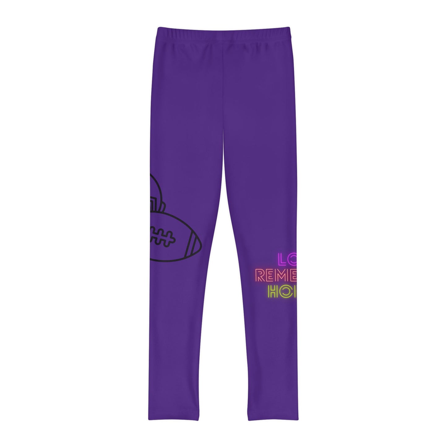 Youth Full-Length Leggings: Football Purple