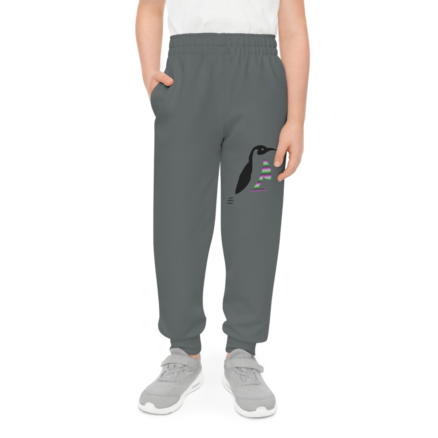 Youth Joggers: Crazy Penguin World Logo Dark Grey