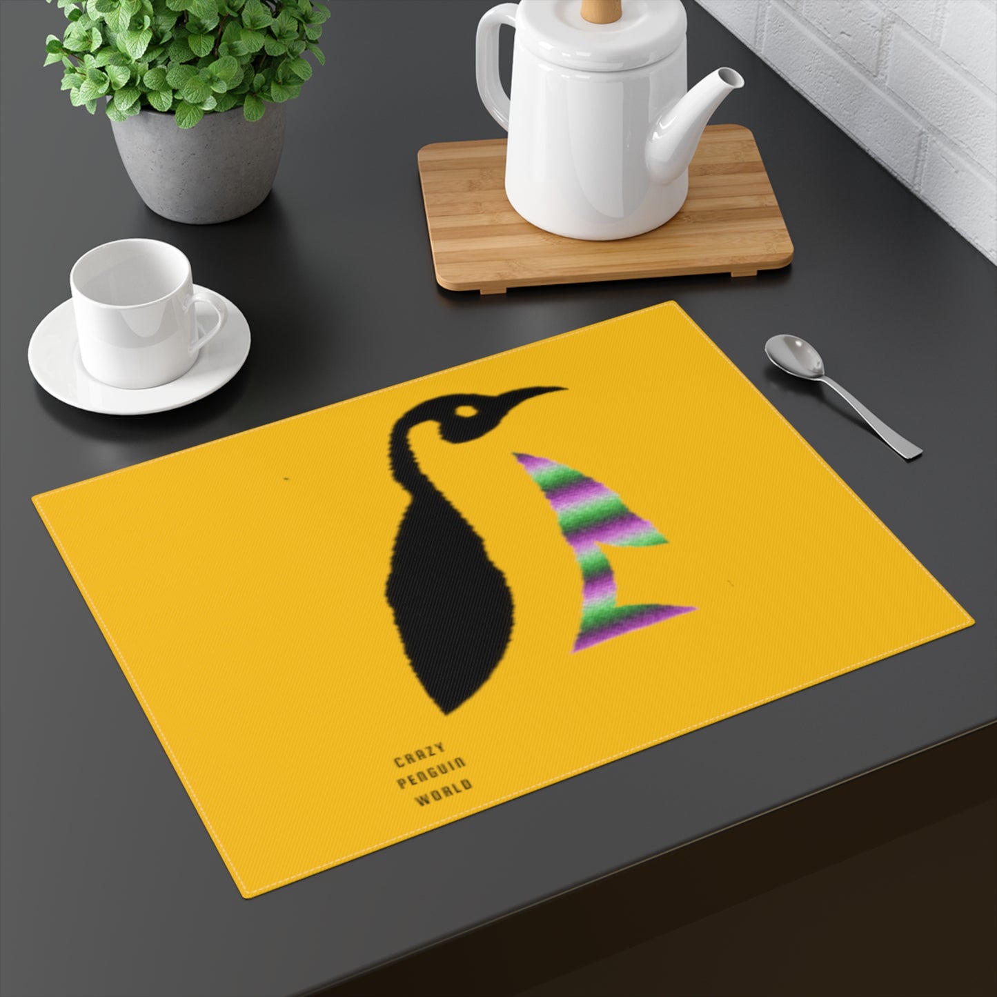 Placemat, 1pc: Crazy Penguin World Logo Yellow