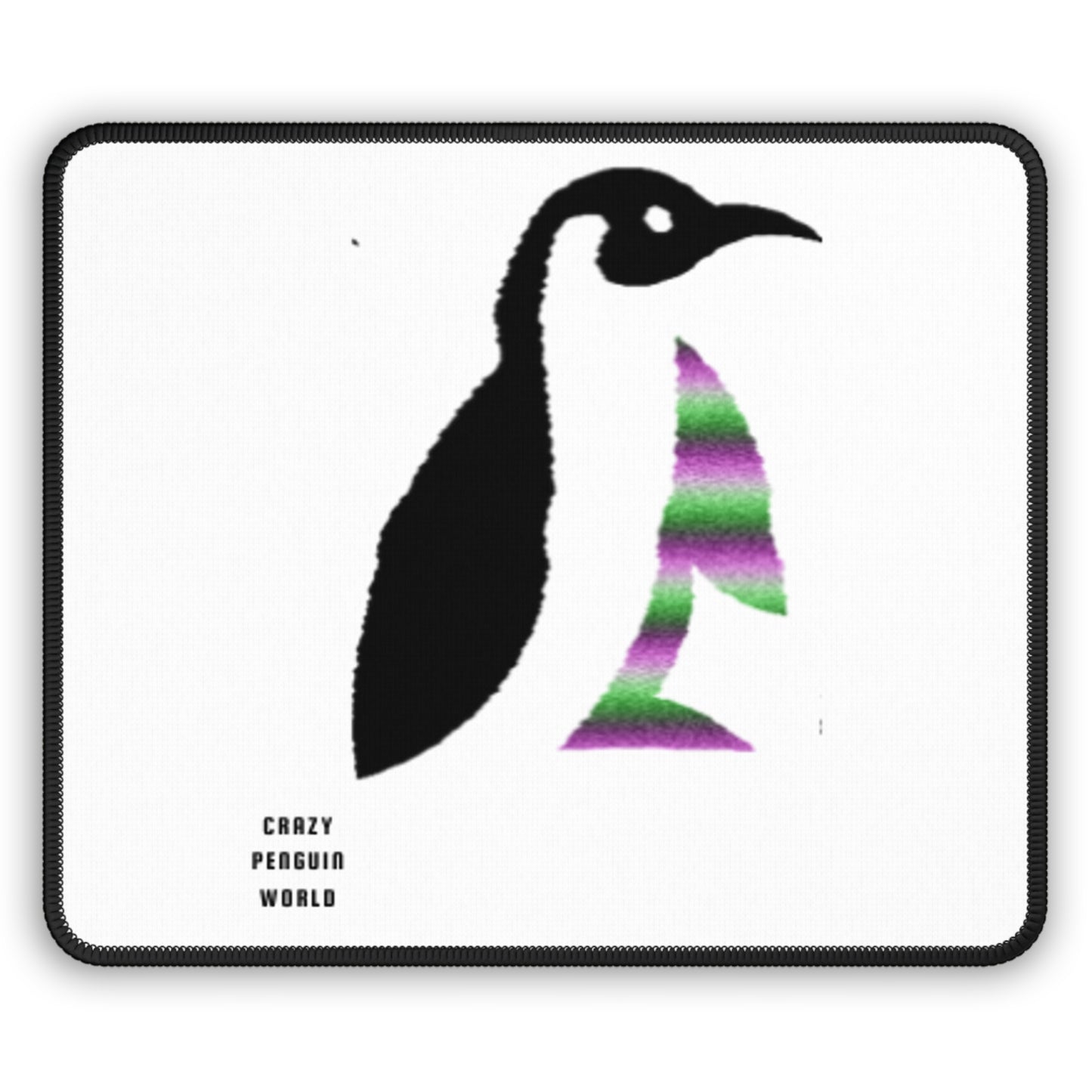 Gaming Mouse Pad: Crazy Penguin World Logo White