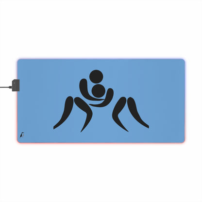 LED Gaming Mouse Pad: Wrestling Lite Blue