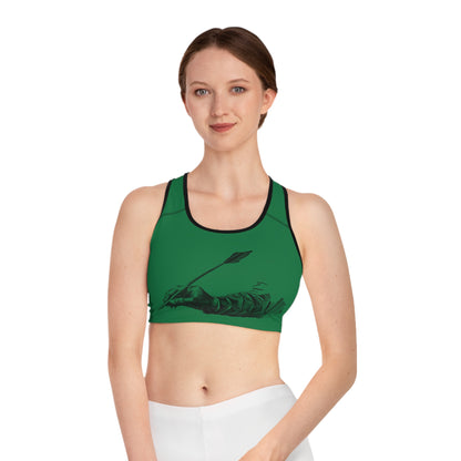 Sports Bra: Writing Dark Green