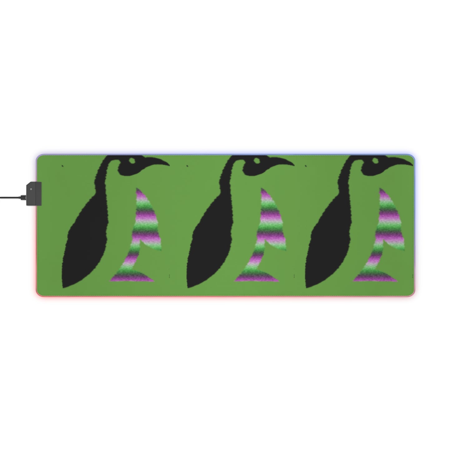 LED Gaming Mouse Pad: Crazy Penguin World Logo Green