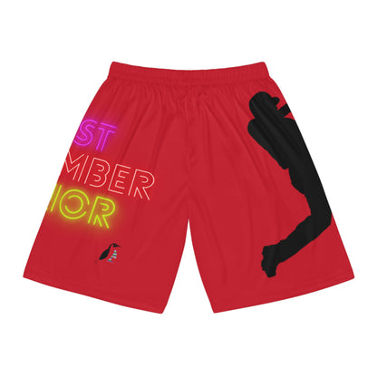 Basketball Shorts: Baseball Dark Red