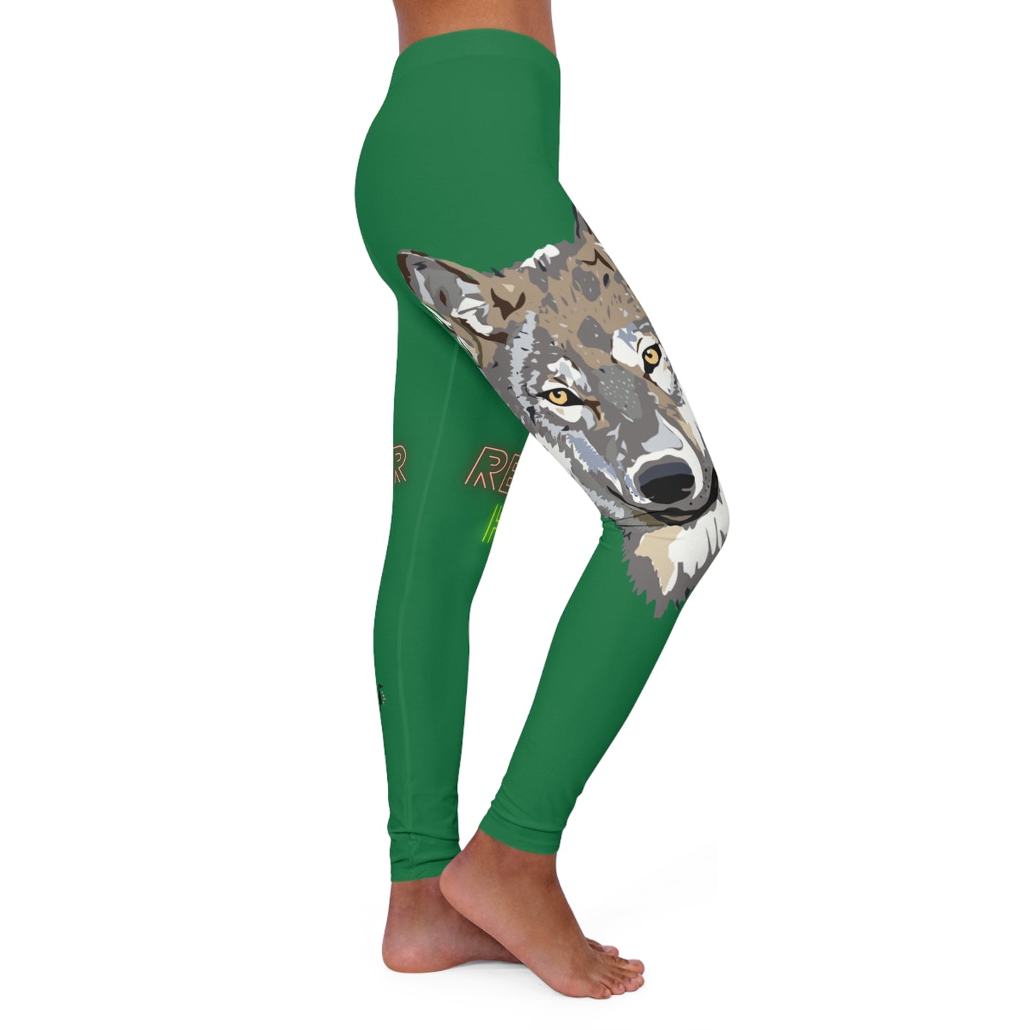 Women's Spandex Leggings: Wolves Dark Green