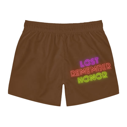 Swim Trunks: Crazy Penguin World Logo Brown