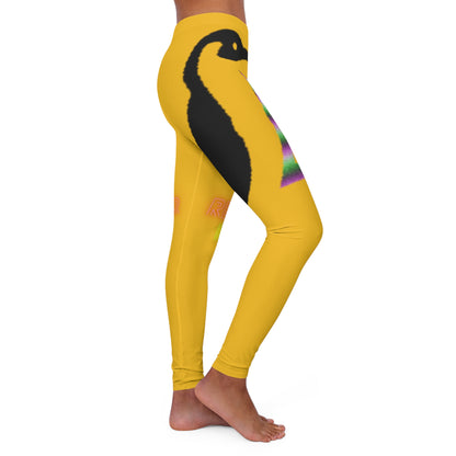 Women's Spandex Leggings: Crazy Penguin World Logo Yellow