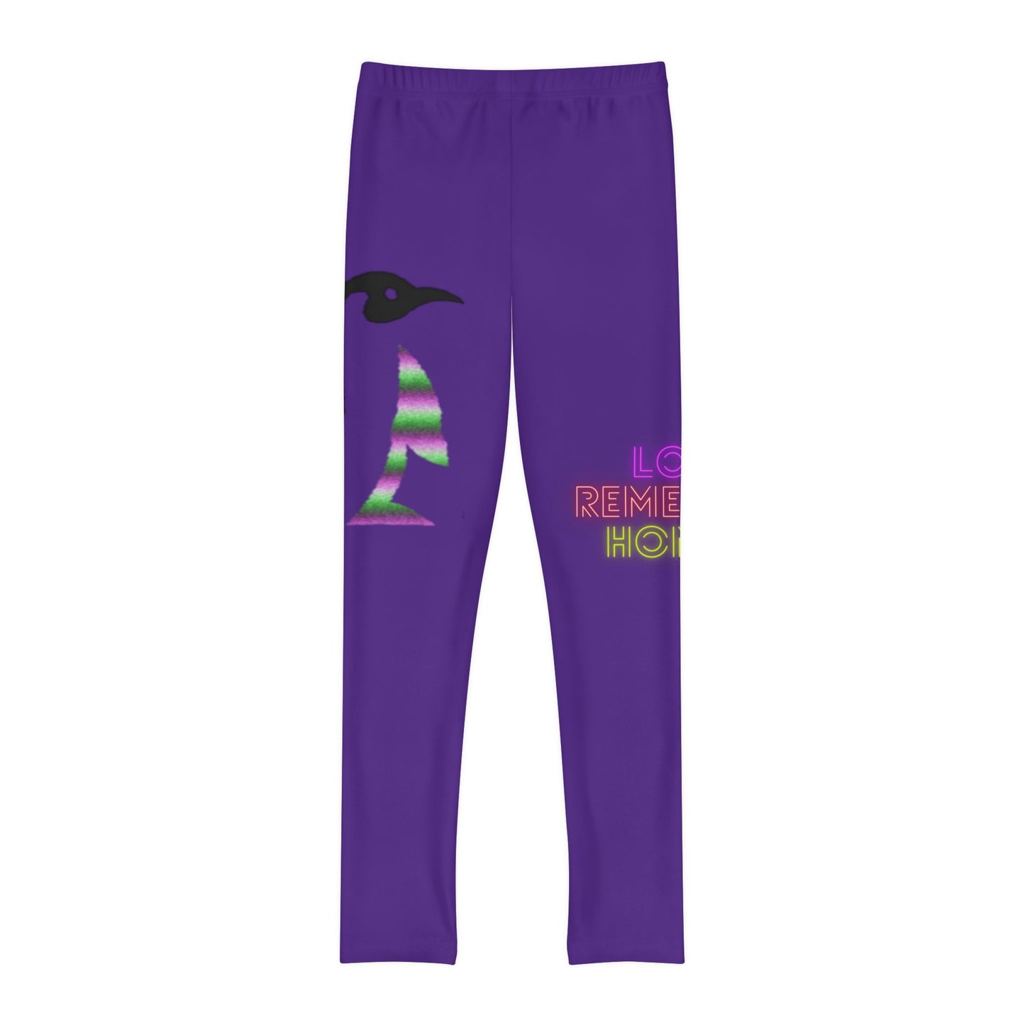 Youth Full-Length Leggings: Crazy Penguin World Logo Purple