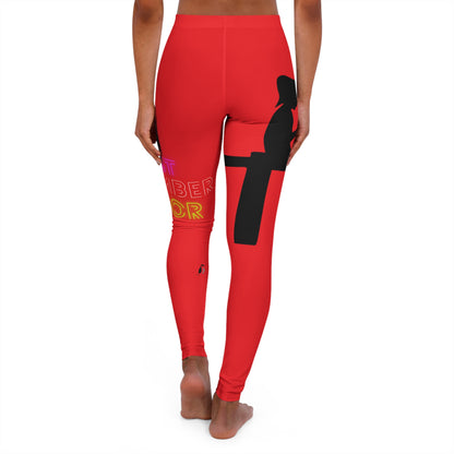 Women's Spandex Leggings: Fishing Red