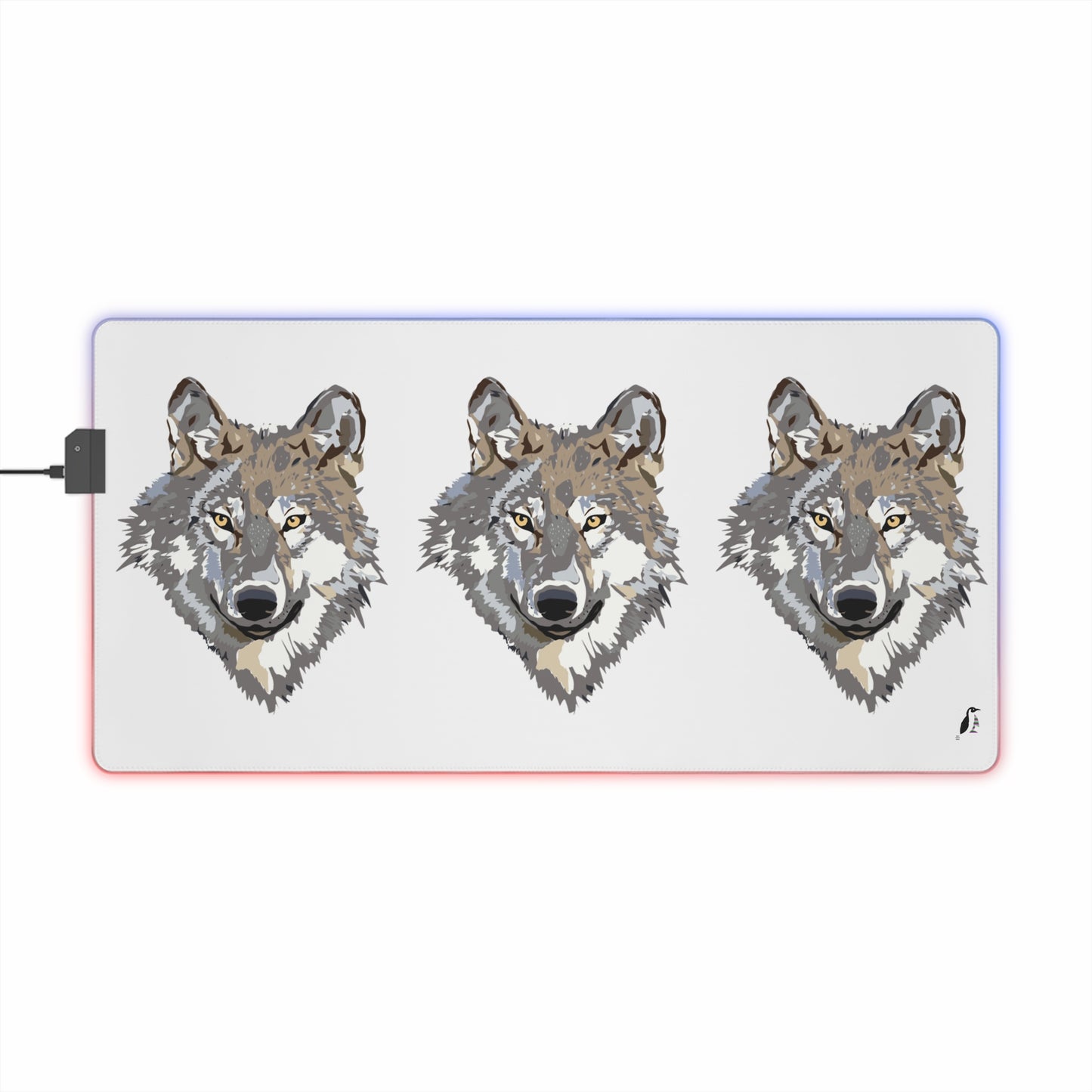 LED Gaming Mouse Pad: Wolves White