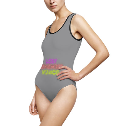 Women's Classic One-Piece Swimsuit: Lost Remember Honor Grey