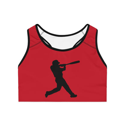 Sports Bra: Baseball Dark Red