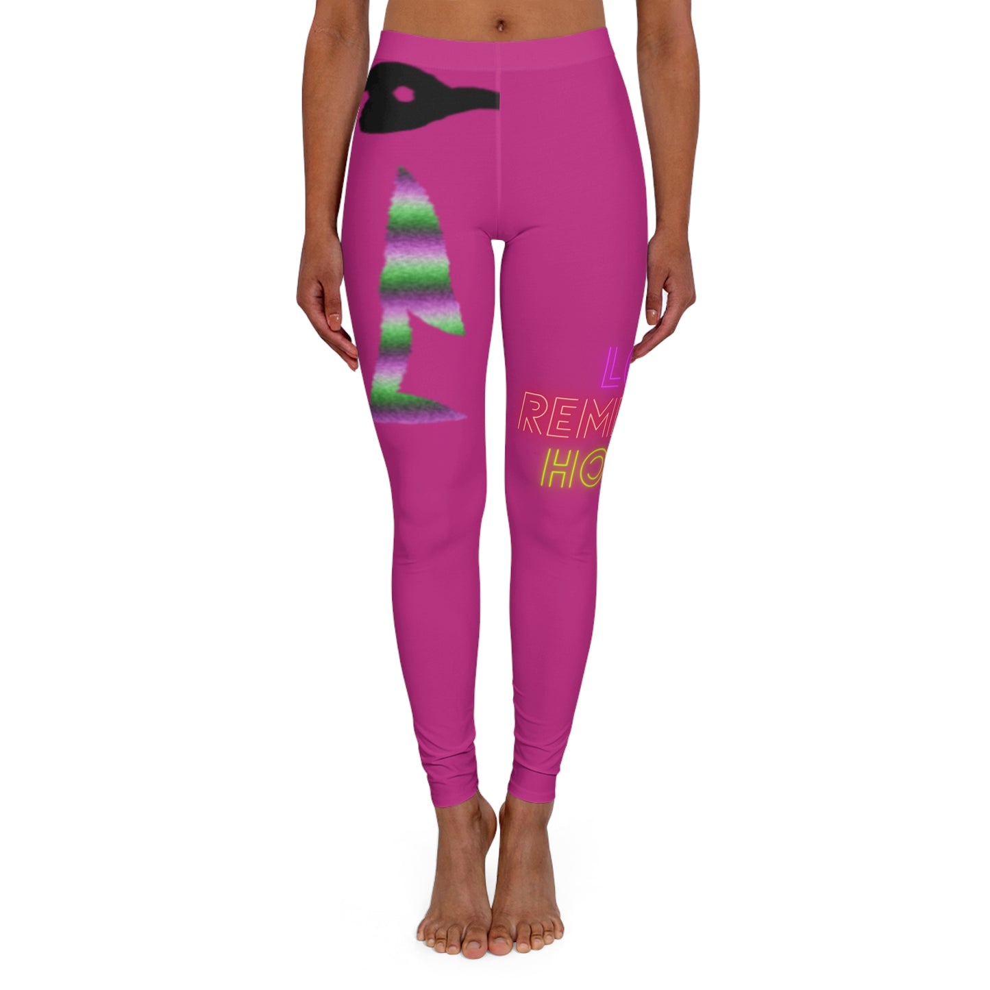 Women's Spandex Leggings: Crazy Penguin World Logo Pink