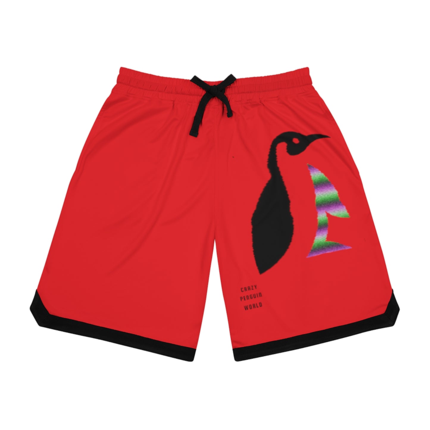 Basketball Rib Shorts: Crazy Penguin World Logo Red