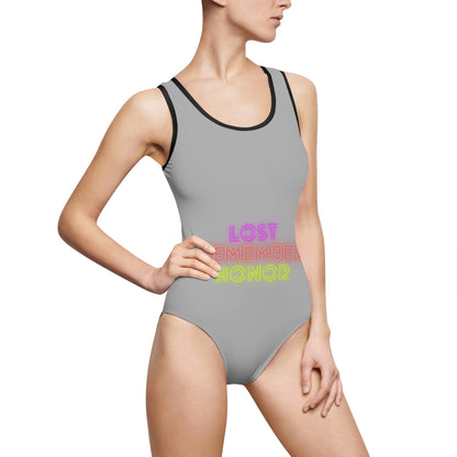 Women's Classic One-Piece Swimsuit: Lost Remember Honor Lite Grey