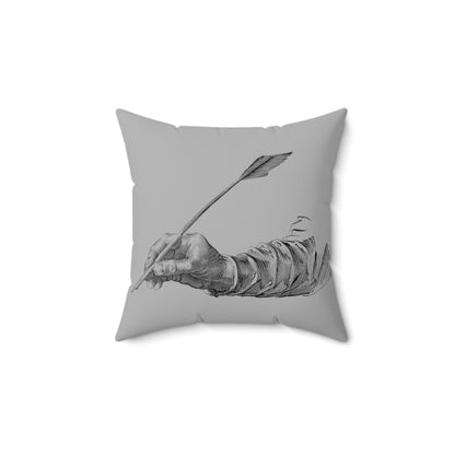 Spun Polyester Square Pillow: Writing Lite Grey
