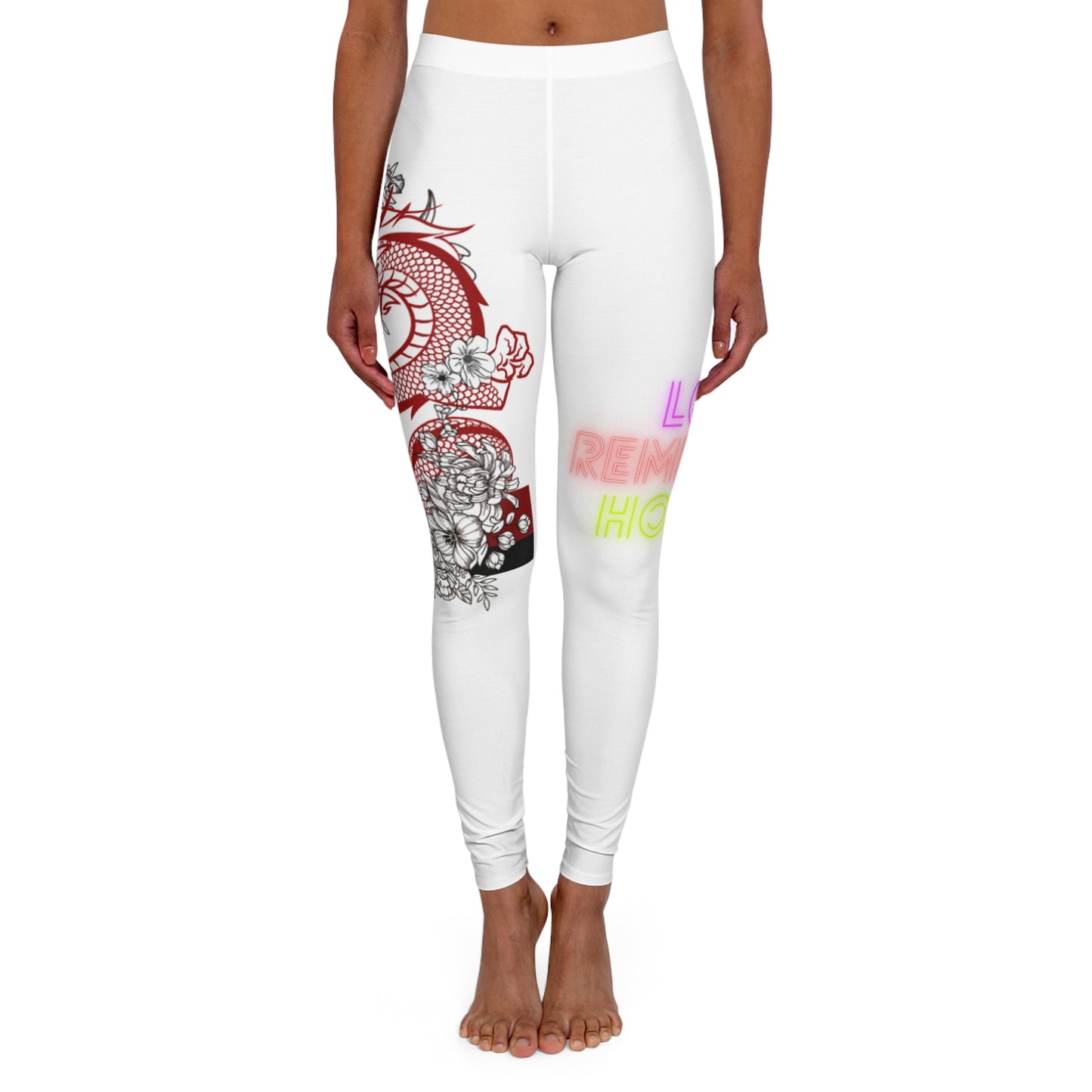 Women's Spandex Leggings: Dragons White