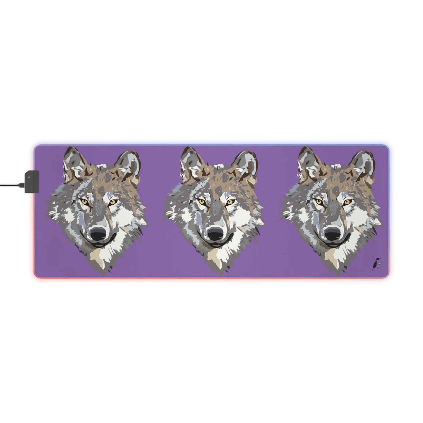 LED Gaming Mouse Pad: Wolves Lite Purple