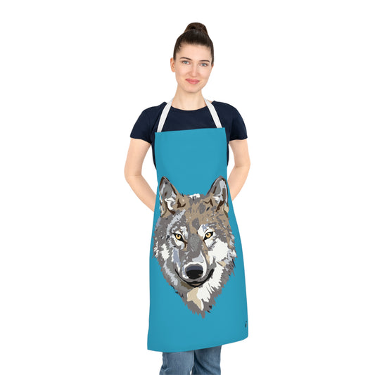 Adult Apron: Wolves Turquoise