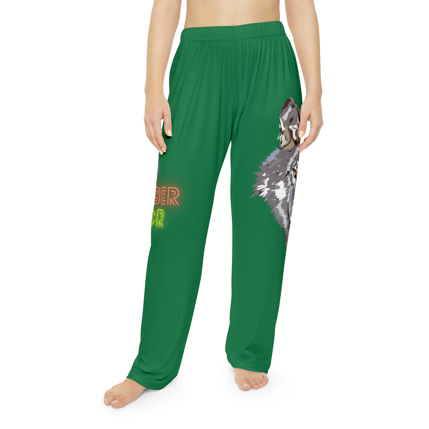 Women's Pajama Pants: Wolves Dark Green