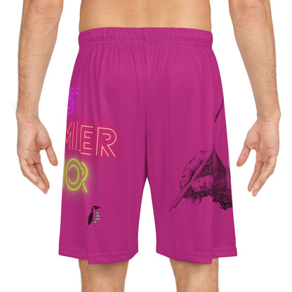 Basketball Shorts: Writing Pink