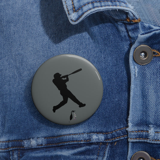 Custom Pin Buttons Baseball Dark Grey