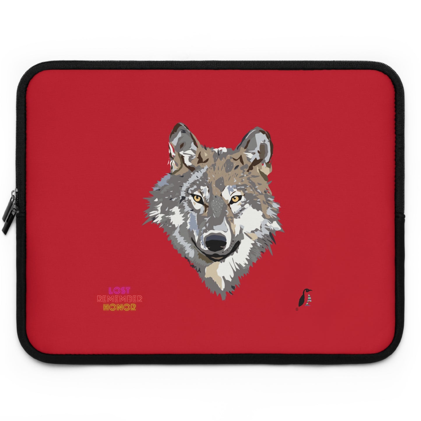 Laptop Sleeve: Wolves Dark Red