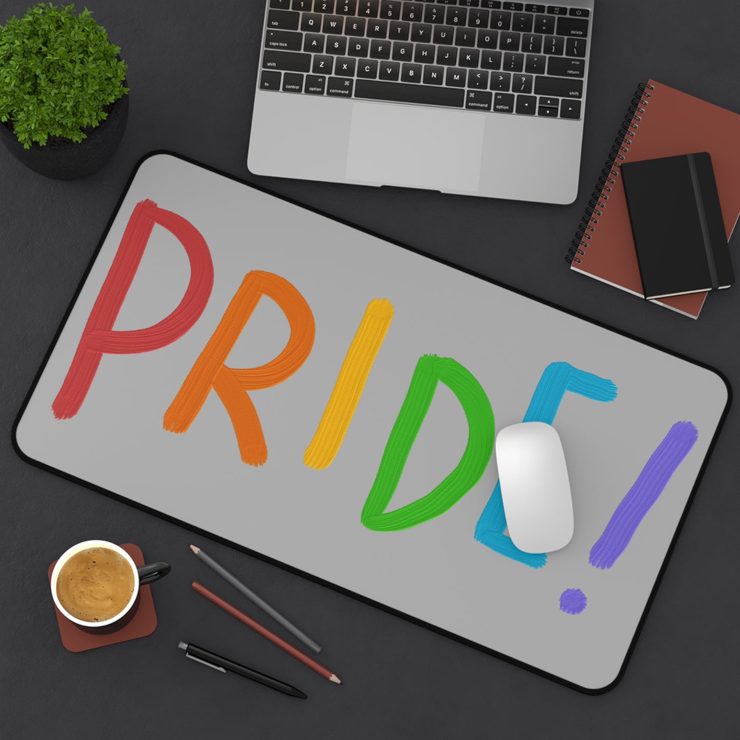 Desk Mat: LGBTQ Pride Lite Grey