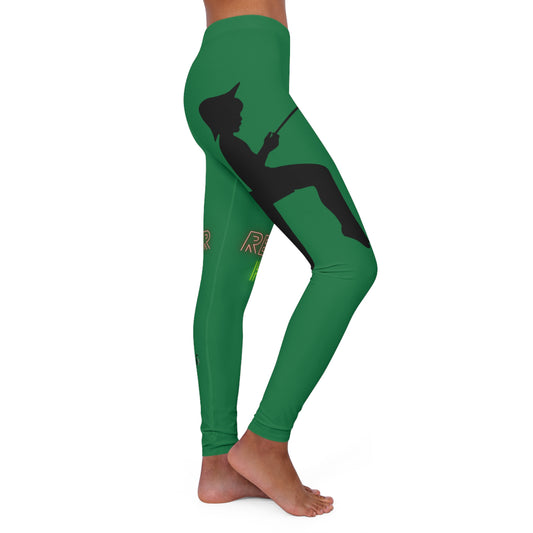 Women's Spandex Leggings: Fishing Dark Green