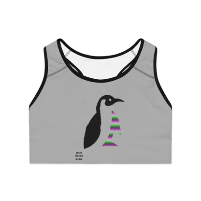 Sports Bra: Crazy Penguin World Logo Lite Grey