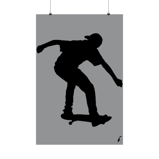 Premium Matte Vertical Posters: Skateboarding Grey