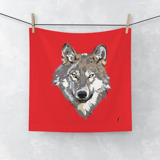 Face Towel: Wolves Red