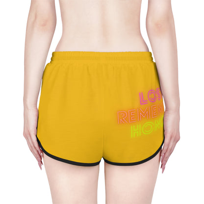 Women's Relaxed Shorts: Crazy Penguin World Logo Yellow