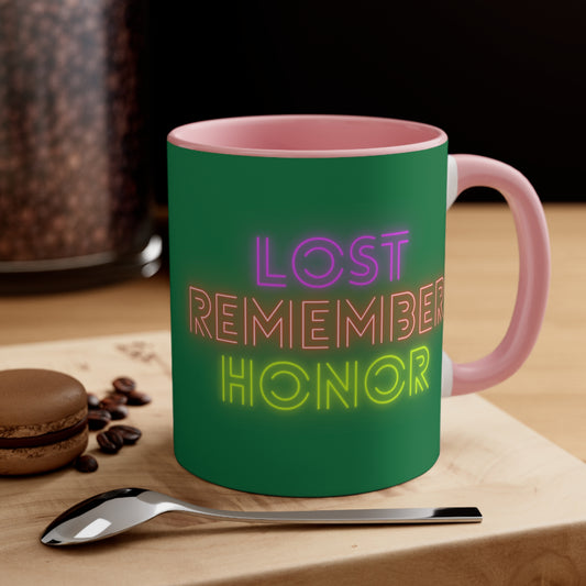 Accent Coffee Mug, 11oz: Lost Remember Honor Dark Green