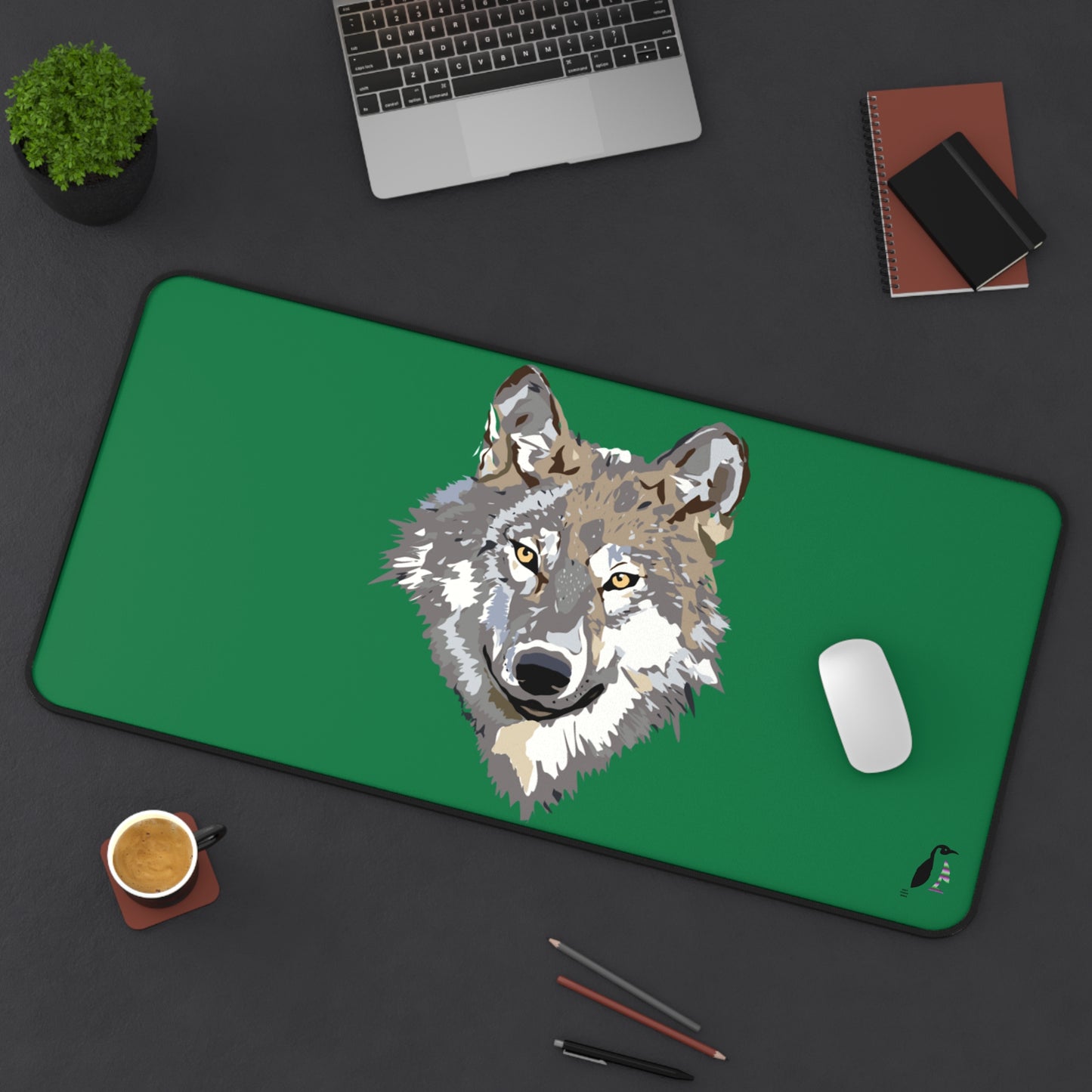 Desk Mat: Wolves Dark Green