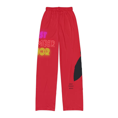 Kids Pajama Pants: Crazy Penguin World Logo Dark Red