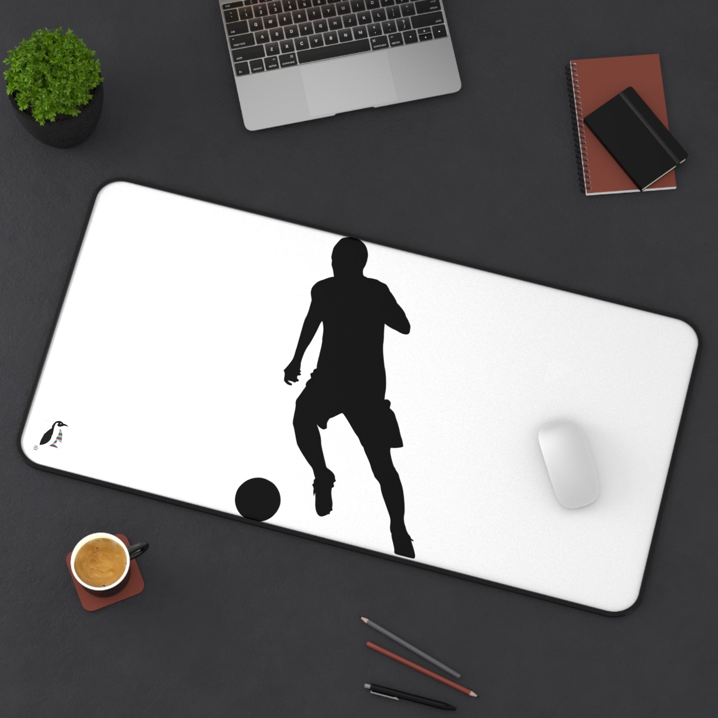 Desk Mat: Soccer White